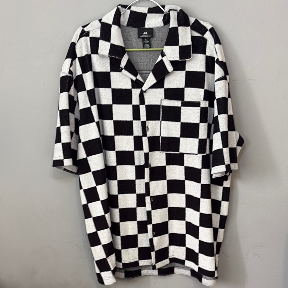H&M Black and White Checkered Men's Shirt